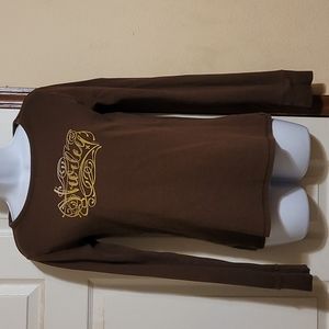 Hurley thermal brown and gold shirt size medium
